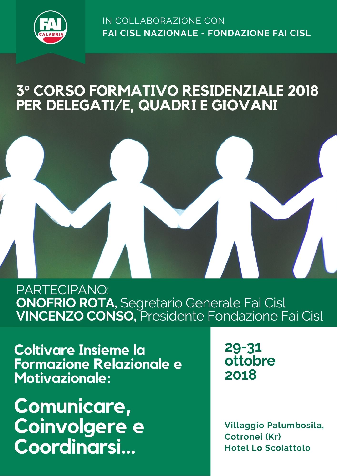 3° CORSO FORMATIVO RESIDENZIALE (29-31 Ottobre 2018)